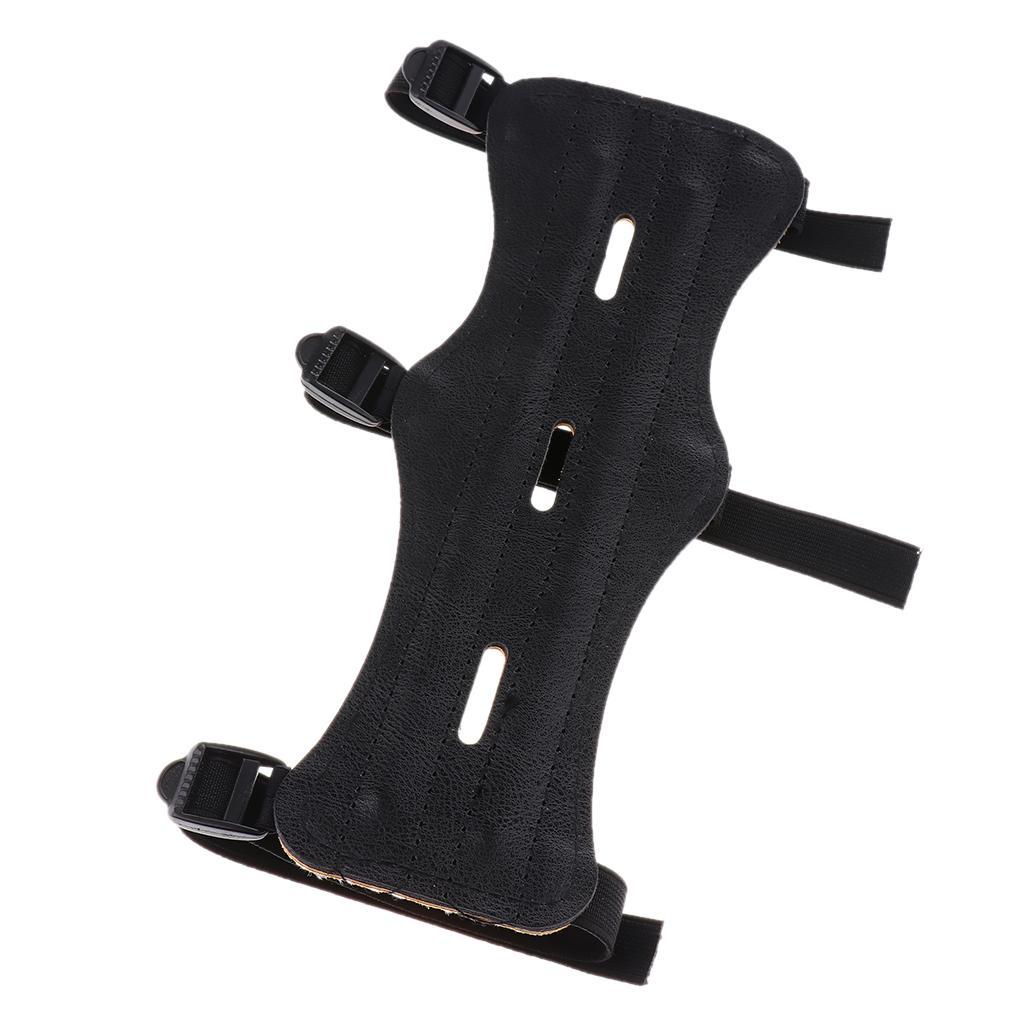 Archery Arm Guard Shooting Protection Safe Guard PU Leather with 3 Adjustable Straps