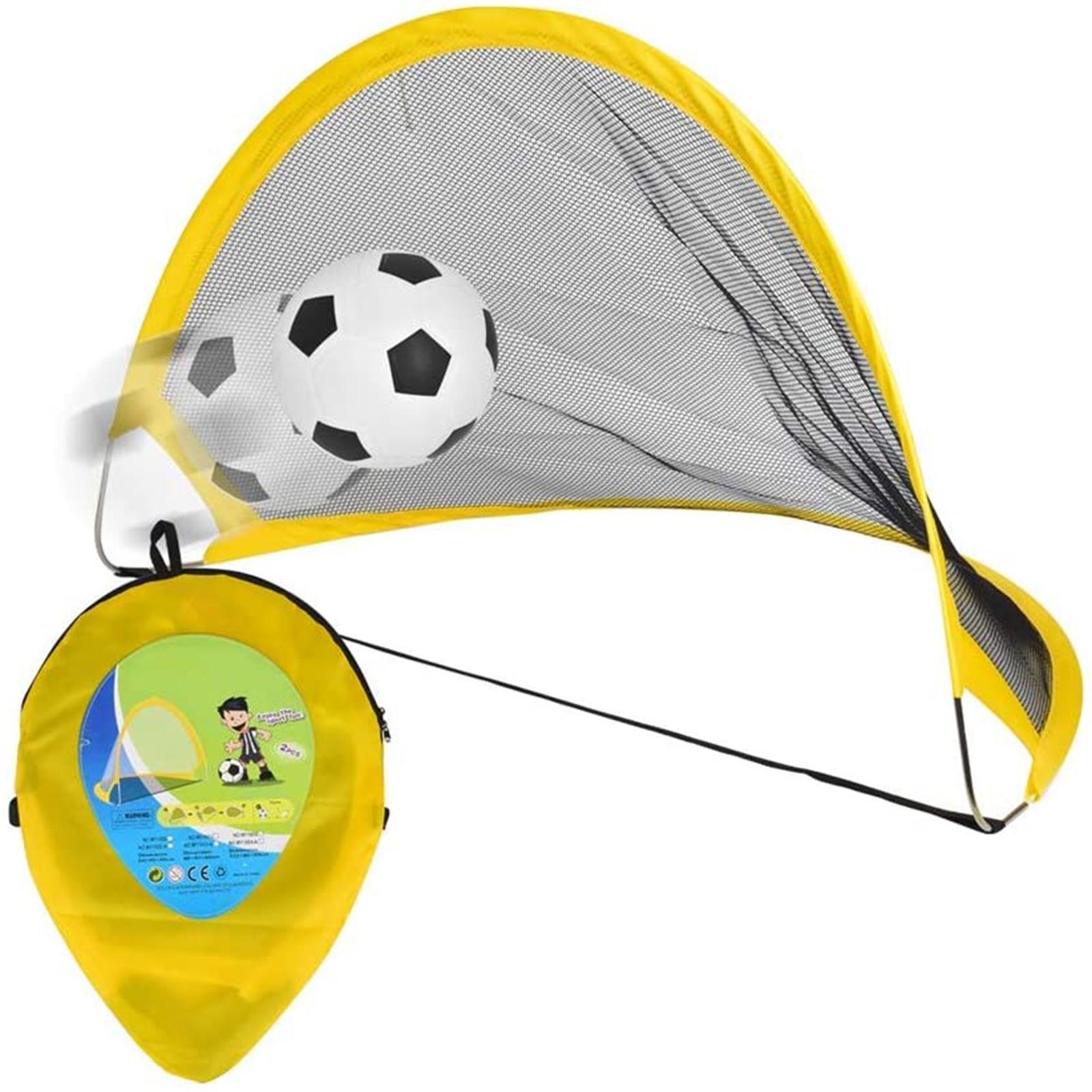 Soccer Goal - Folding Portable Net with Ball, Carry Case and Ground Stakes - Practice kids children play Adults
