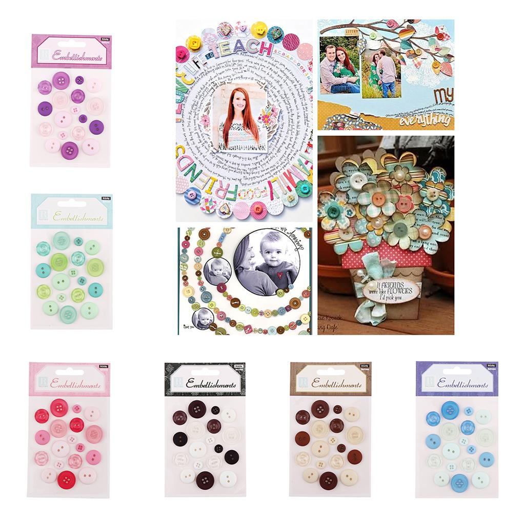 18x self adhesive assorted resin fastener button for DIY craft