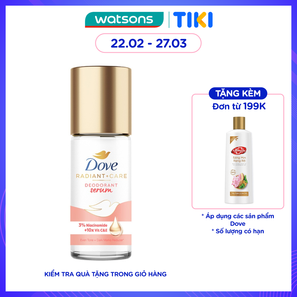 Lăn Khử Mùi Dove Radiant + Care Deodorant Serum 3% Niacinamide + 10x Vitamin C &amp; E 45ml