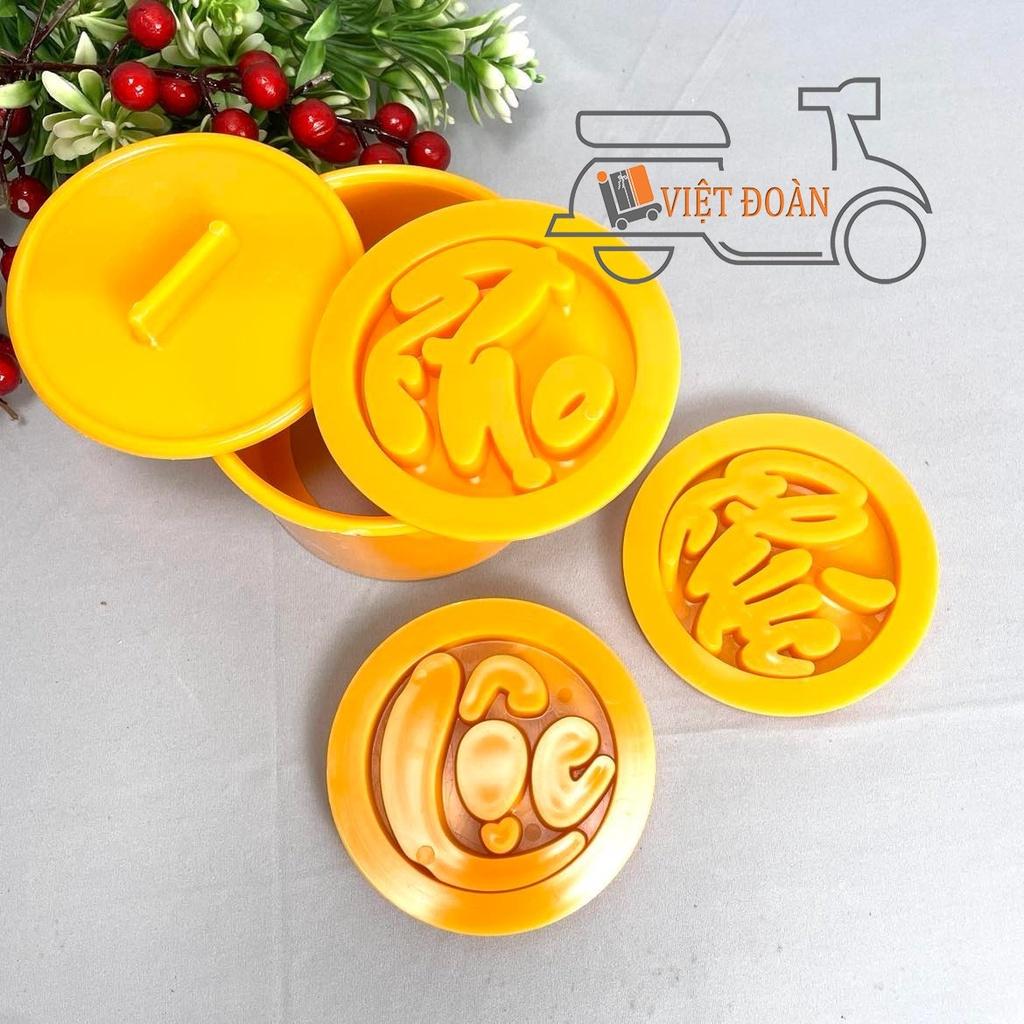 Khuôn TRÒN NHẤN XÔI- Bộ 3 hình PHÚC LỘC THỌ 8, 10, 12cm - NHỰA VIỆT NAM, AN TOÀN CHO SỨC KHOẺ. Phục vụ đám tiệc,mừng thọ