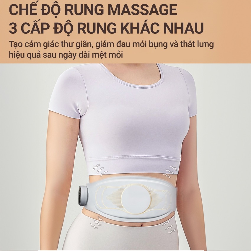 Máy Massage tan Mỡ Bụng Xung Điện EMS BM-B48, Đai Massage Lưng Bụng Rung Nhiệt Giảm Đau Bụng Kinh