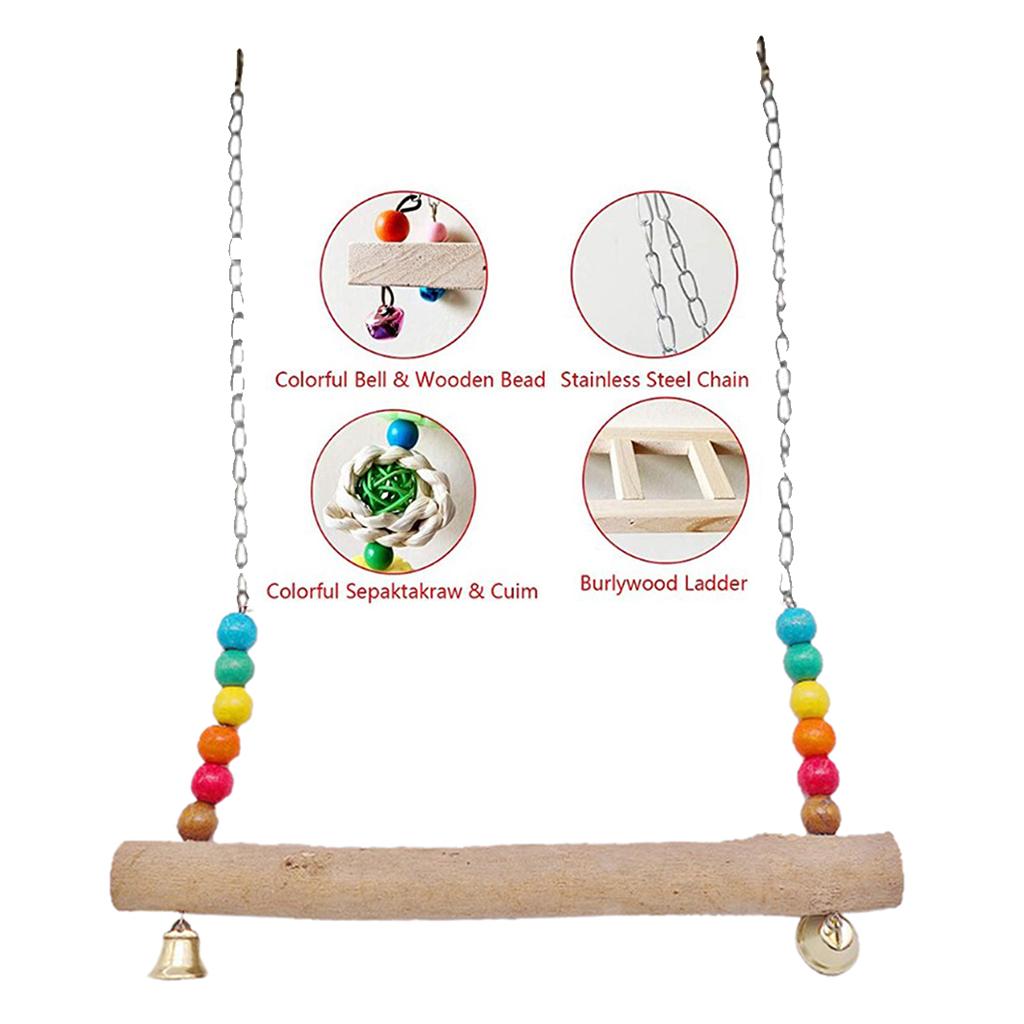 Pet Chicken Swing Toys Wooden Birds Stand Perch Parrot Chew Toys for Hens Large Bird Parrot Macaw Training