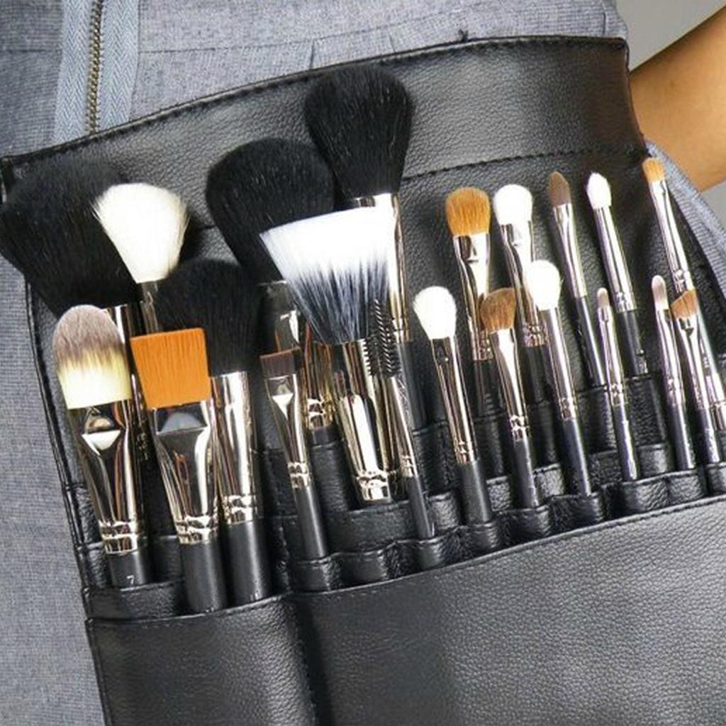 PU Cosmetic Makeup Brush Bag Case Organizer Pouch w/ Artist Adjustable Belt