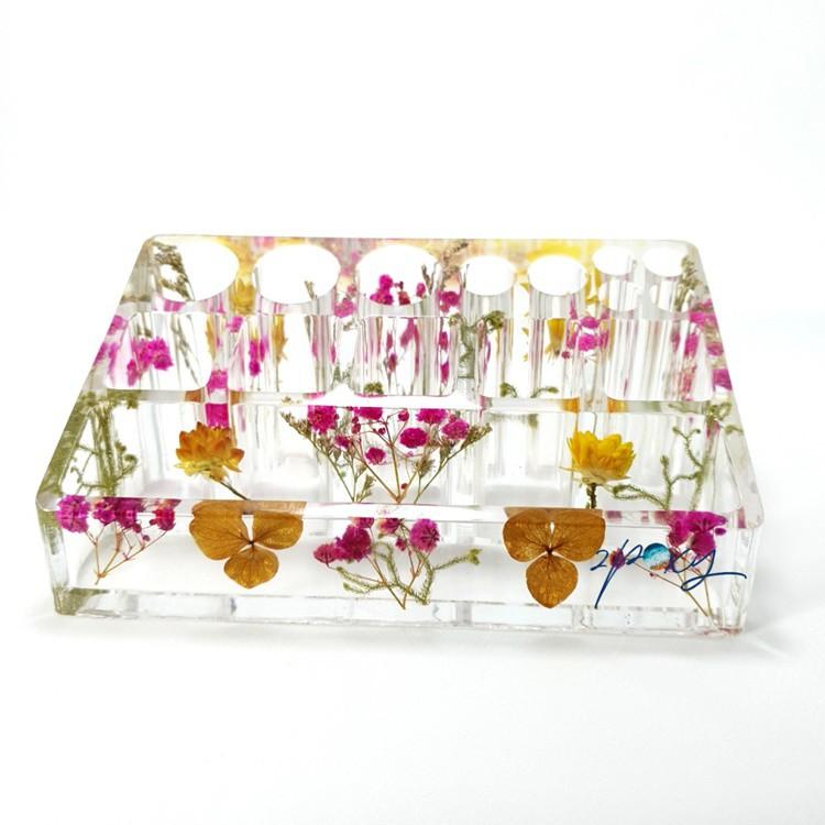 Khay son hình chữ nhật 15 ô hoạ tiết hoa khô resin trong suốt làm quà tặng bạn gái ý nghĩa 2poxy