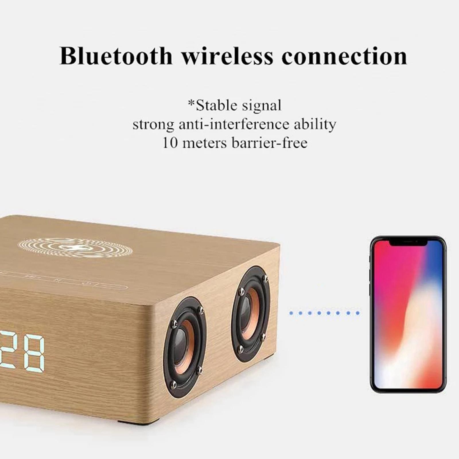 Retro Multi-Function Bluetooth Speaker Alarm Clock Wireless Charger