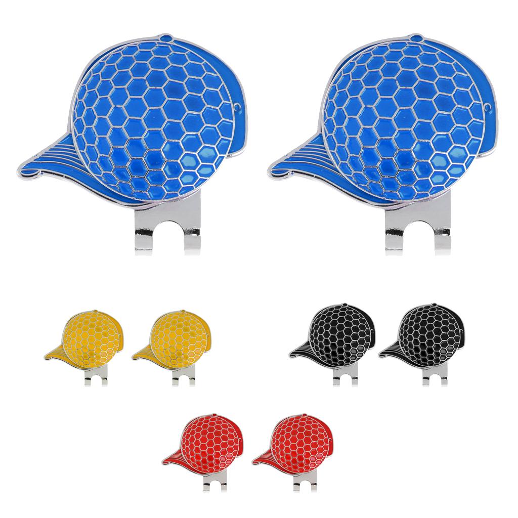2 Sets of Fashion Cap Stainless Steel Golf Hat Clip Magnetic with Ball Marker