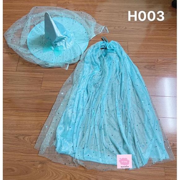 Set áo choàng phù thuỷ đính nhũ kim sa Halloween 2023