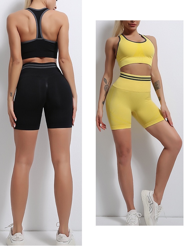 Bộ Đùi Tập GYM Thể Thao Dệt Kim Viền Quần Short Nhún Mông Set Tập Cadio, Chạy Bộ, Đẹp Xe, Erobic