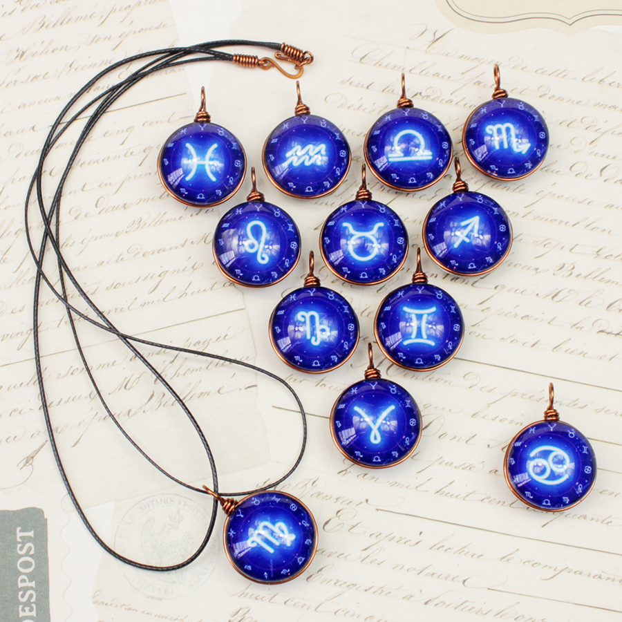 Dây chuyền 12 cung hoàng đạo Zodiac tông xanh dương sáng siêu đẹp cho nữ 06647-DC20MM0015