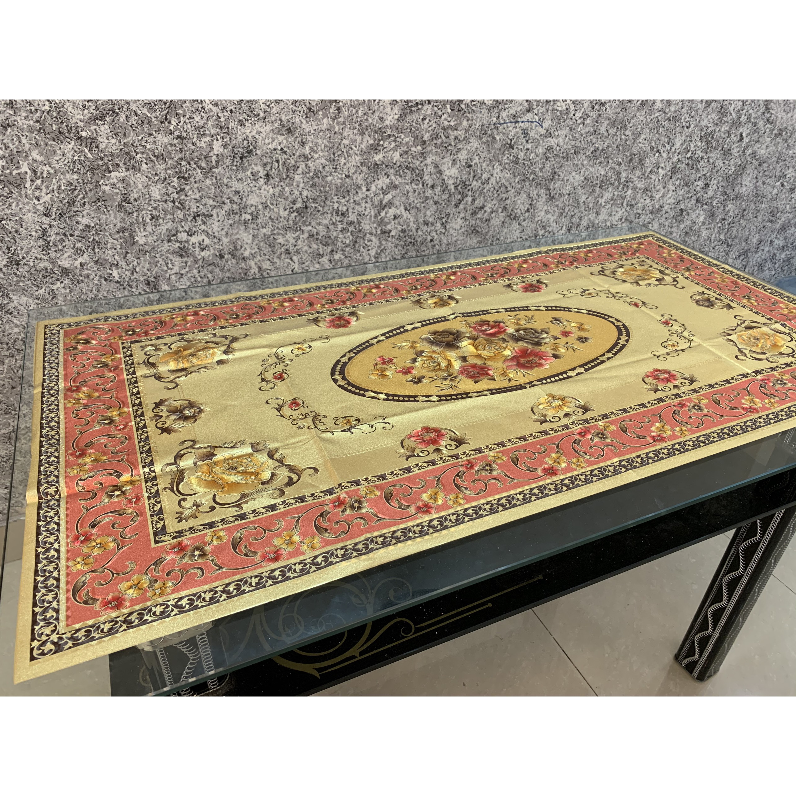 Khăn trải bàn 60x120cm vải bố hoại tiết 3d cao cấp