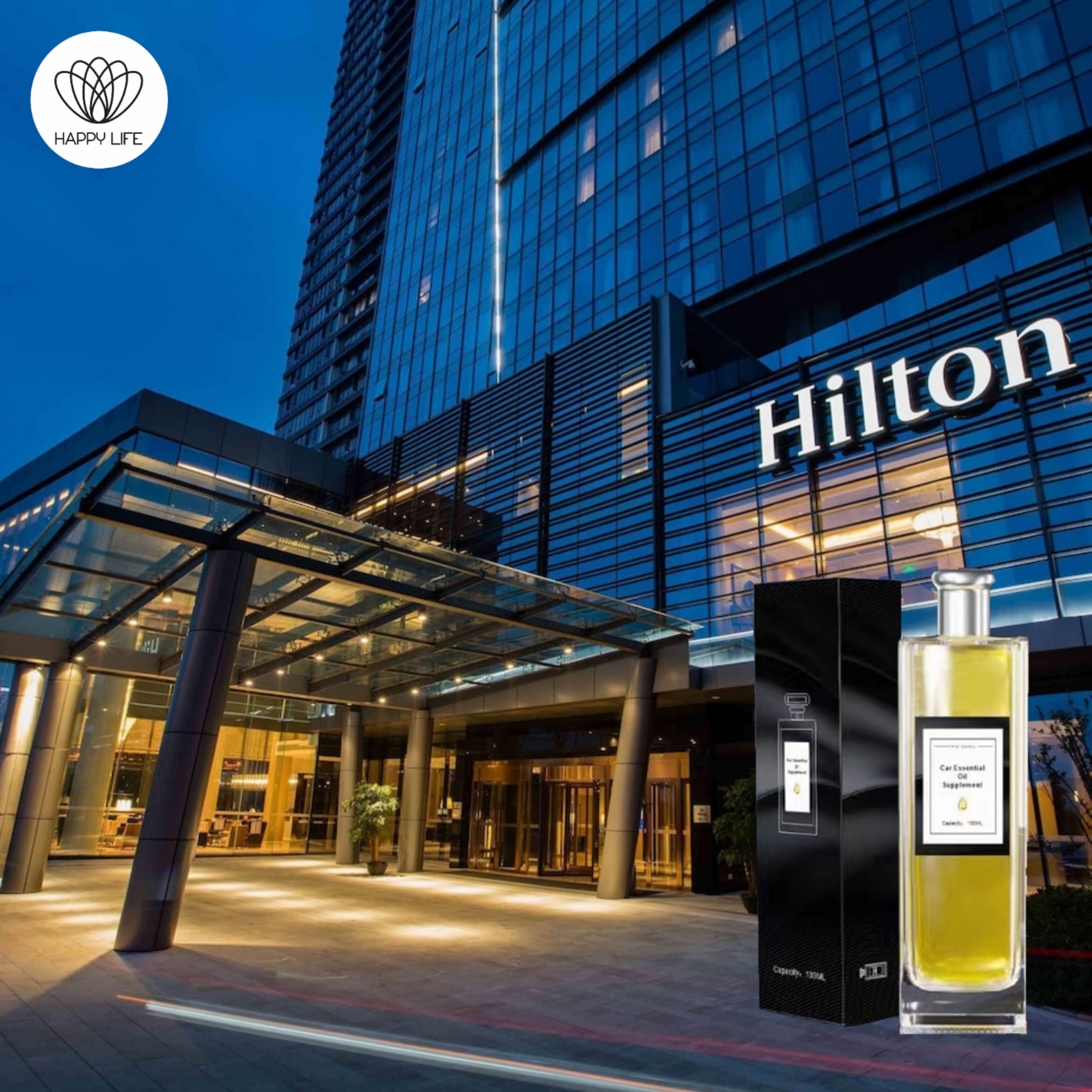 Tinh dầu nước hoa xe hơi Hilton _ HAPPY LIFE (Dung tích 100ml)