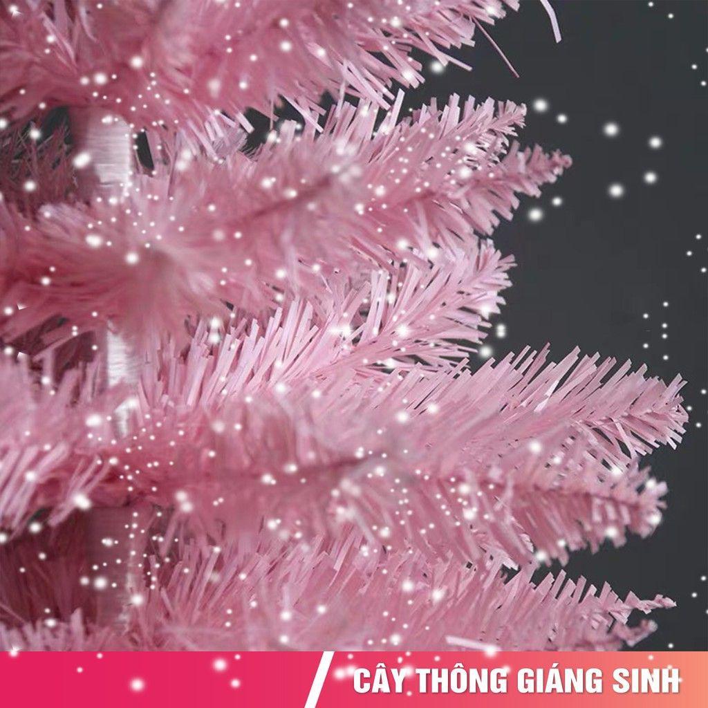 Cây thông mini cây thông để bàn cao 55cm màu hồng tặng kèm chữ Merry Christmas và thiệp