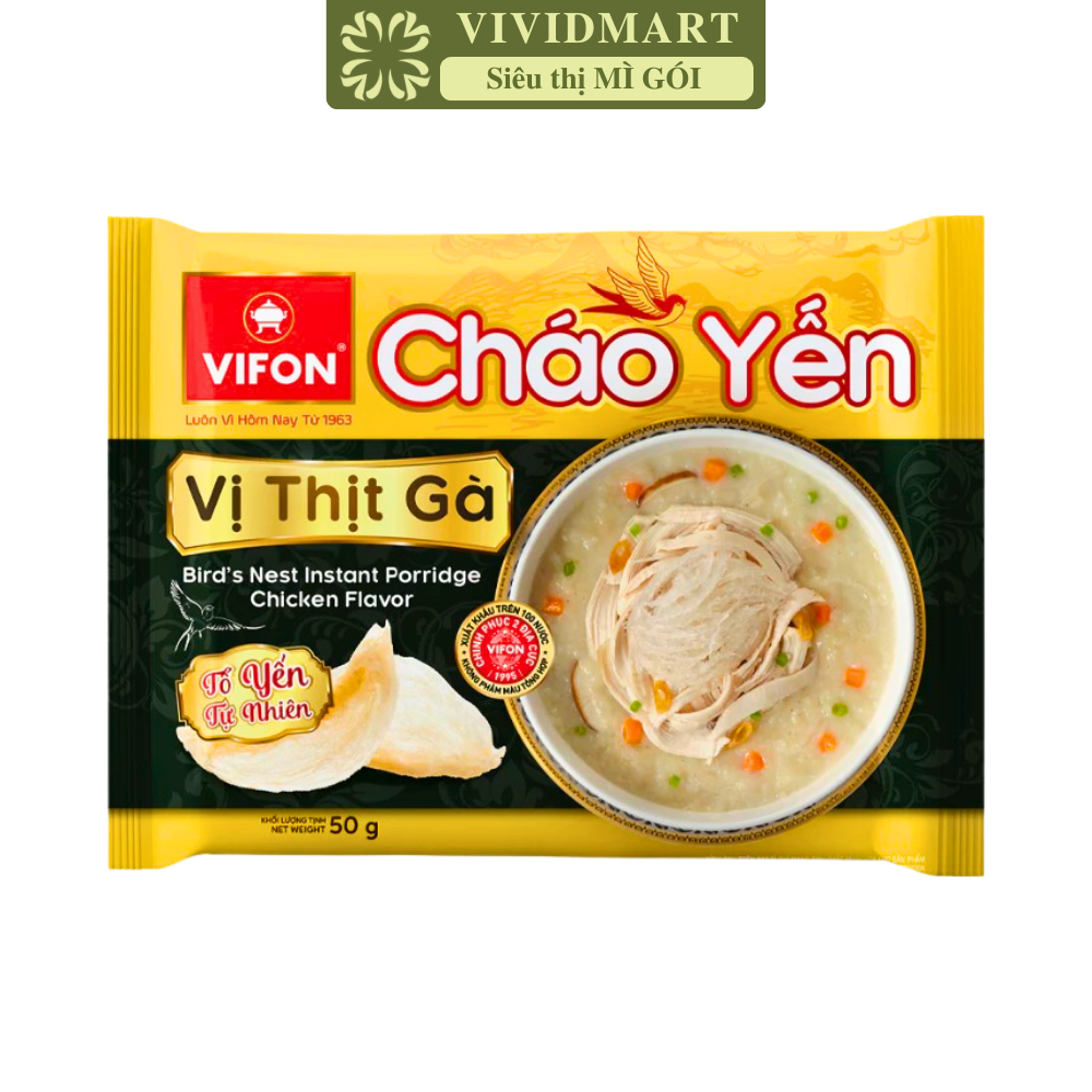 VIFON - Cháo yến Vifon hương vị Thịt gà, cháo yến Vifon thịt gà, Cháo tổ yến thịt gà Vifon (50g/gói)