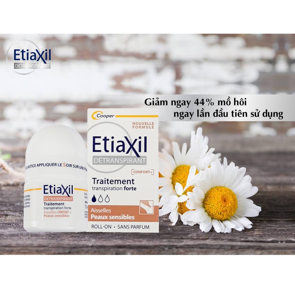 Lăn Khử Mùi ETIAXIL Détranspirant Traitement Confort+ Aisselles Peaux Sensibles 15ml (Dành Cho Da Siêu Nhạy Cảm) + Tặng 1 Móc Khóa Nhựa 2 Mặt