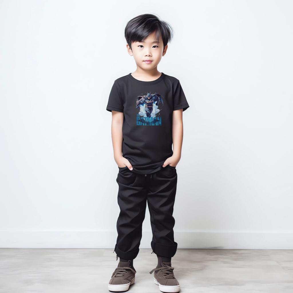 Áo thun AI bé trai hình Batman chất cotton bốn chiều BT141 - Đen