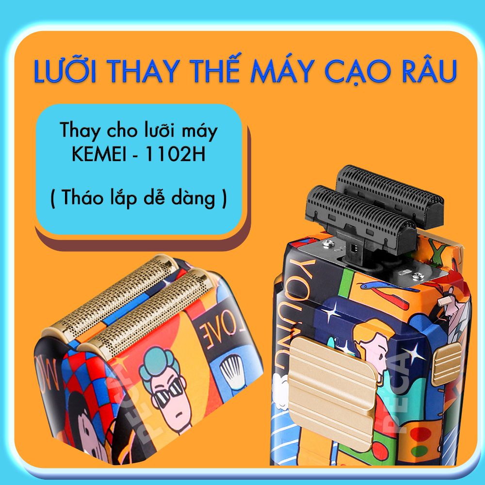 Bộ lưỡi máy cạo râu thay thế cho dòng máy cạo râu Kemei KM-1102 và KM-1102H dễ tháo lắp sử dụng