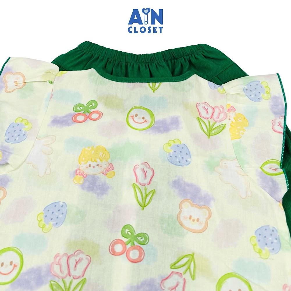 Bộ quần áo Lửng bé gái họa tiết Bé Nơ Xanh cotton - AICDBG0SPQC8 - AIN Closet