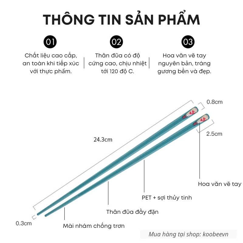 Bộ 5 Đôi Đũa Kiểu Nhật Nhiều Màu Bằng Sợi Thuỷ Tinh Chống Trượt