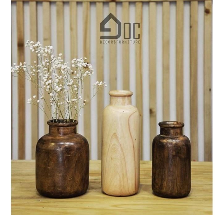 Lọ hoa gỗ đẹp, bình hoa bằng gỗ cắm hoa giả, hoa khô, hoa lụa Góc decor