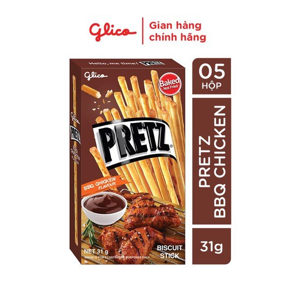 Bánh que nướng giòn vị gà nướng GLICO Pretz BBQ Chicken Flavour (Combo 5 hộp)