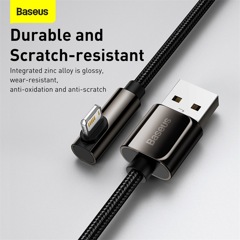 Sạc nhanh Baseus 2.4A, USB-Lightning, gập 90 độ, hiển thị đèn LED khi sạc cho iPhone - Hàng chính hãng