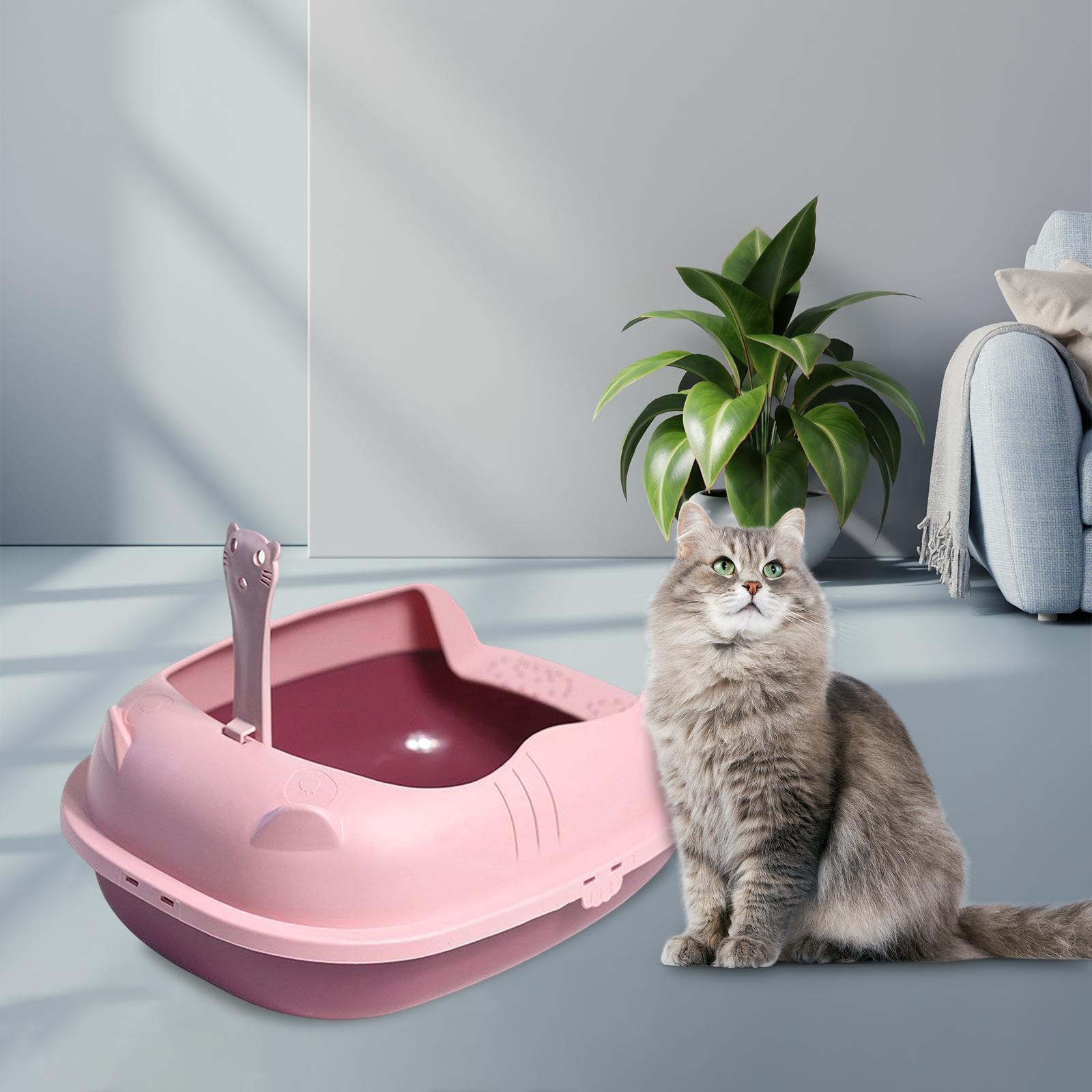 Cat Litter Box, Cat Litter Container Anti Splashing Open Top Pet Litter Tray for Small Animals