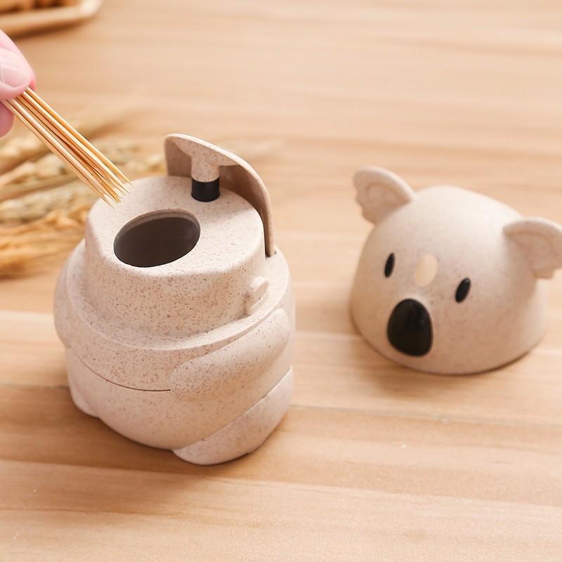 Hộp Đựng Tăm Chất Liệu Lúa Mạch Hình Gấu Koala Đáng Yêu