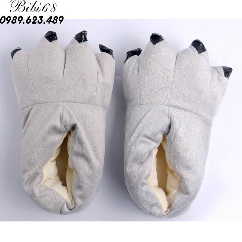 Giày Dép bông bộ Đồ thú khủng long xanh liền thân lông mịn Pijama Động Vật Hoạt Hình Cosplay