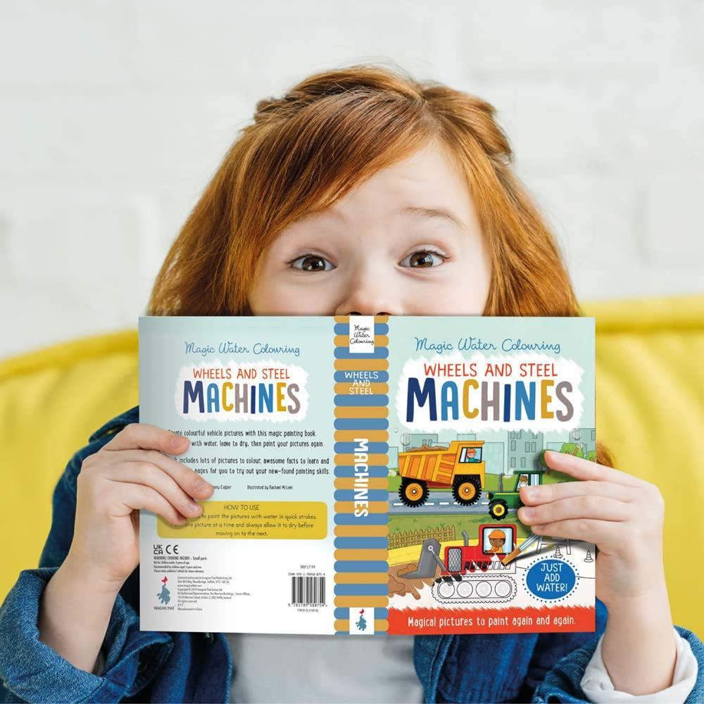 Sách ngoại văn: Wheels And Steel - Machines (Magic Water Colouring)