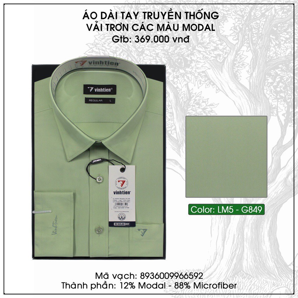 Áo Sơ Mi Màu Trơn Dài Tay Regular 369 Vĩnh Tiến - Nhiều Màu