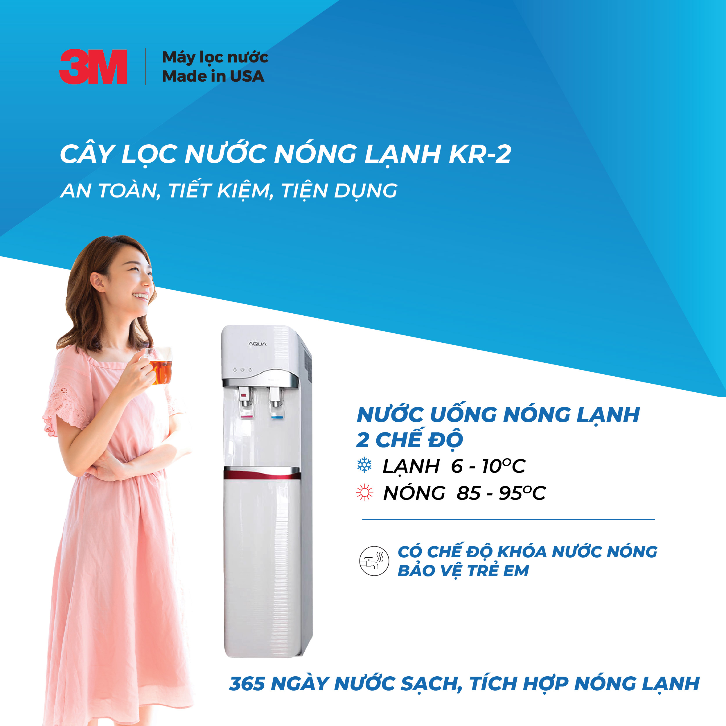 CÂY LỌC NƯỚC NÓNG / LẠNH KR2-2V (SỬ DỤNG 3M FF100) - HÀNG CHÍNH HÃNG 3M