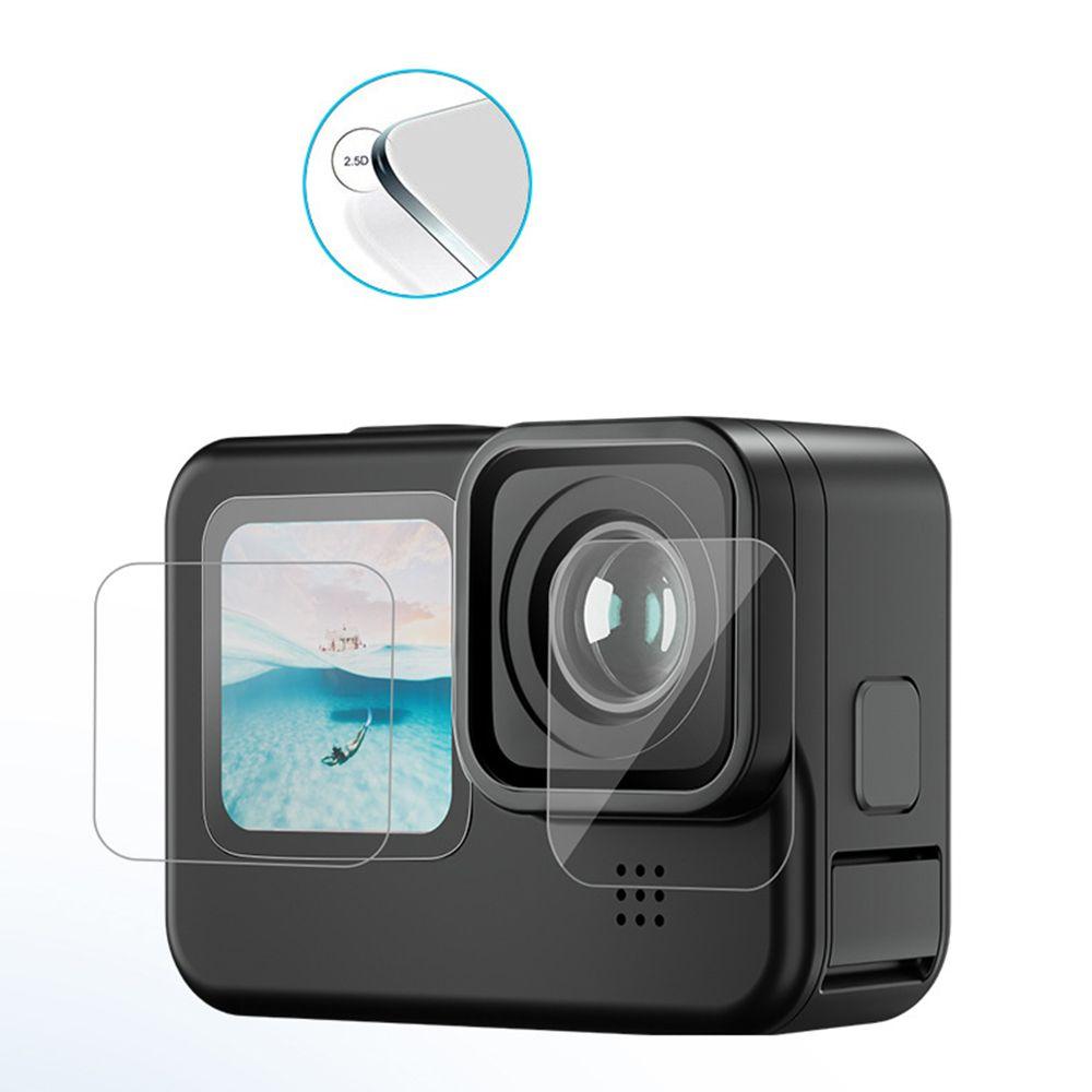 Bộ bảo vệ màn hình thủy tinh nóng tính cho GoPro Hero 10 9 Phim bảo vệ ống kính đen cho GoPro9/10 Phụ kiện máy ảnh