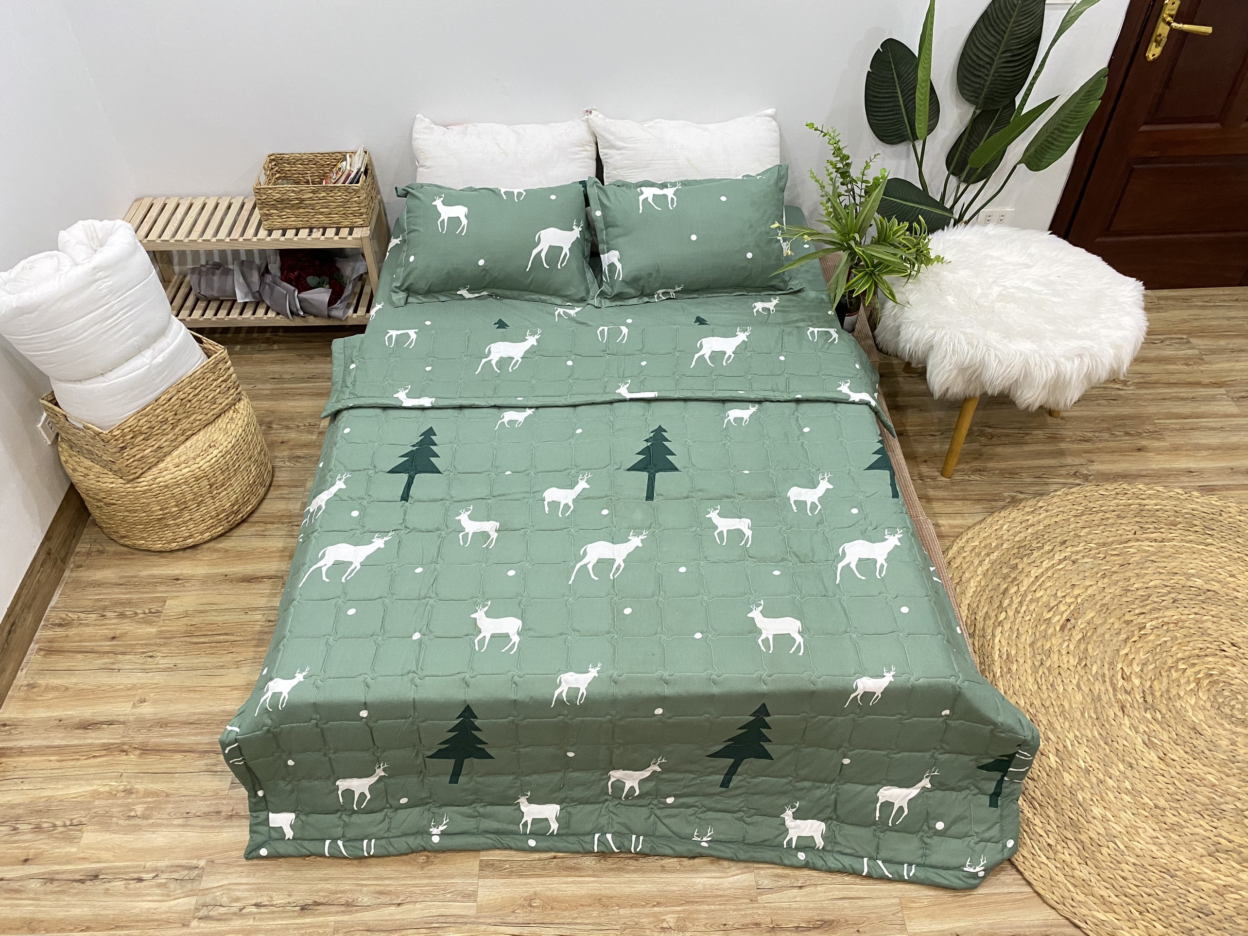 Bộ Chăn Ga Gối Hè Thu 5 Món CHM14