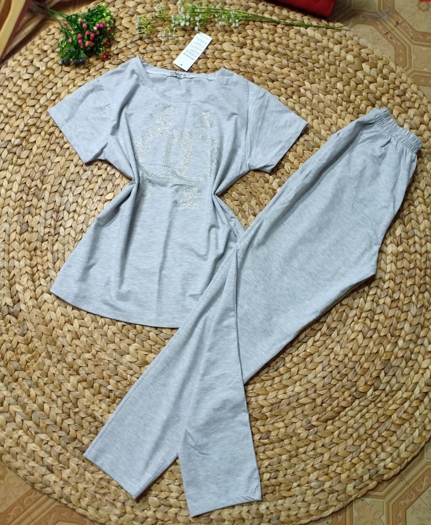 Đồ bộ nữ mặc nhà chất liệu vải thun Cotton 100%, 3 size, 40-70kg vừa, Hình Chim Công