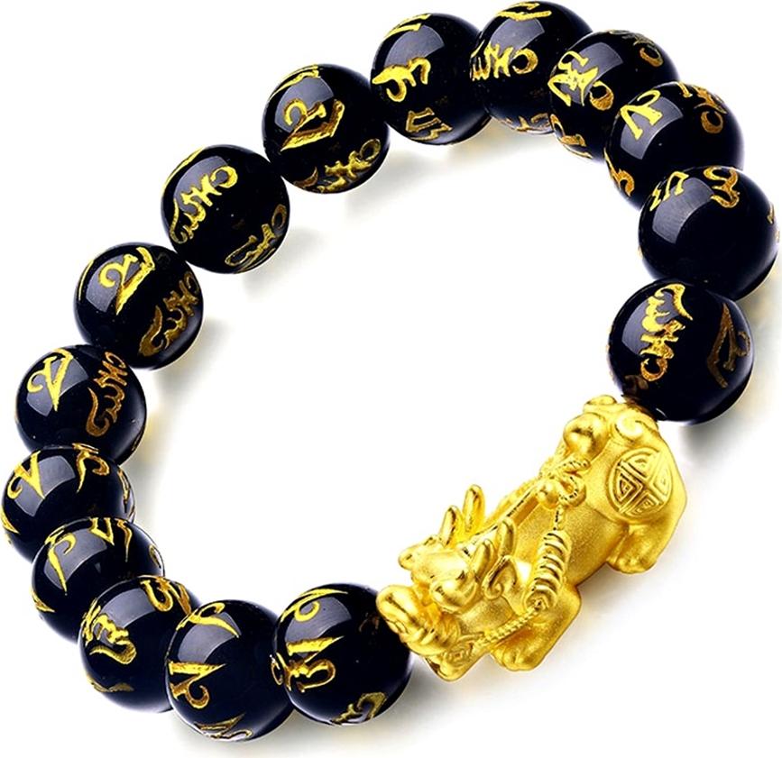 Gembank Lắc mạng thủy opal đen tỳ hưu bạc ma vàng 24K