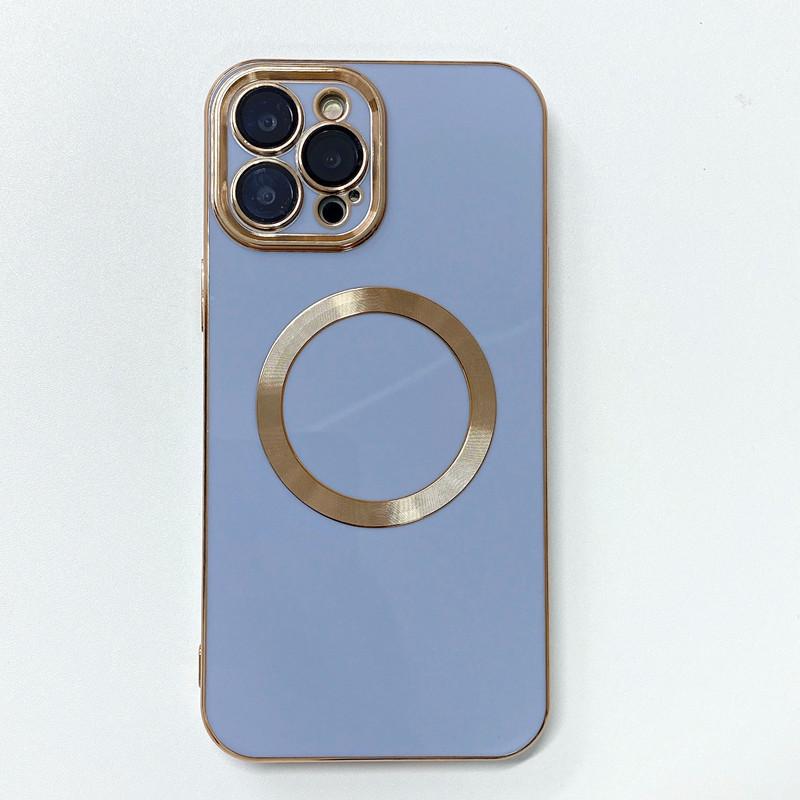 Đảm bảo chất lượng phù hợp với vỏ điện thoại di động iPhone 14 mạ điện màu trơn chải màng thấu kính từ tính MagSafe Vỏ bảo vệ Apple 13