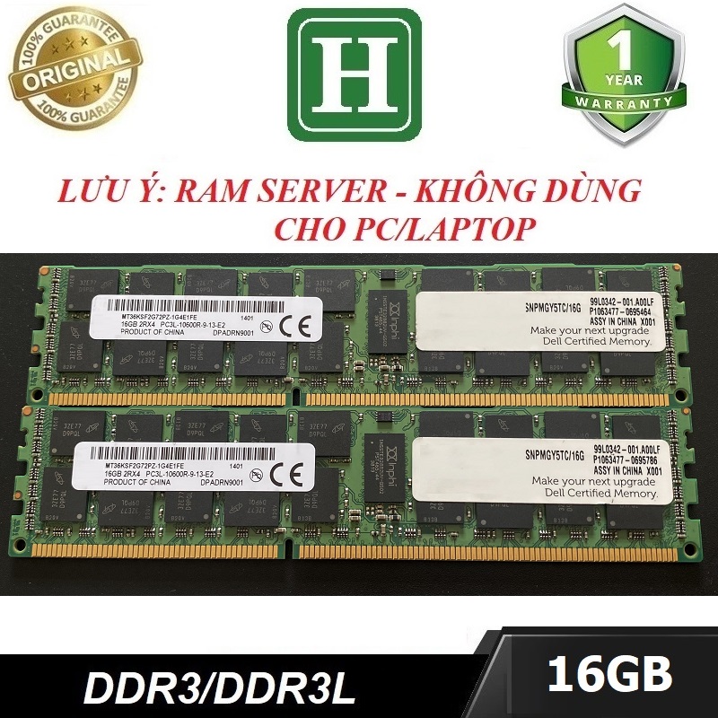 Ram Server ECC REG DDR3 16GB bus 1333 - không dùng cho máy PC thường/Laptop