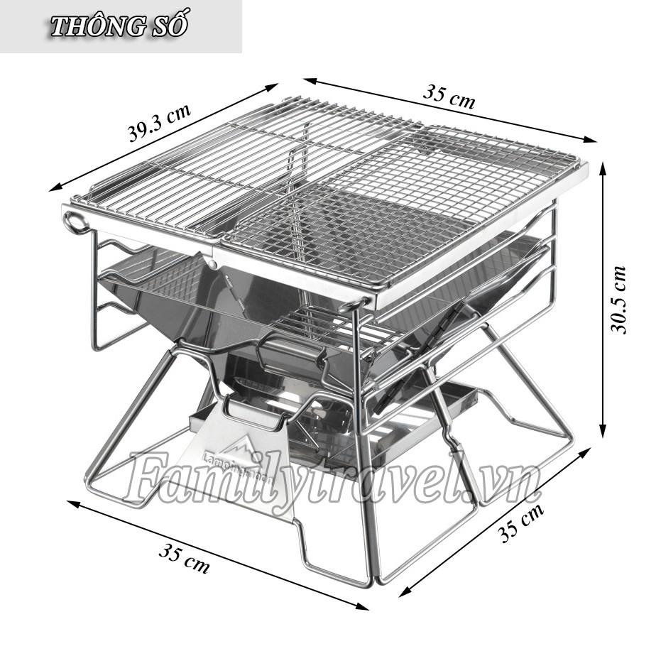 Bếp nướng than inox cao cấp Campingmoon X-Two - Bếp nướng dã ngoại xếp gọn- Family Travel