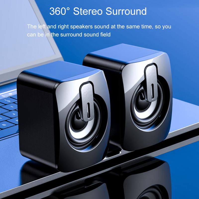 Loa Máy Tính Hộp Âm Thanh Máy Tính HIFI Micro Stereo Có Dây USB 2 Inch Loa Có Đèn LED Cho Âm Thanh Máy Tính Để Bàn Color: White