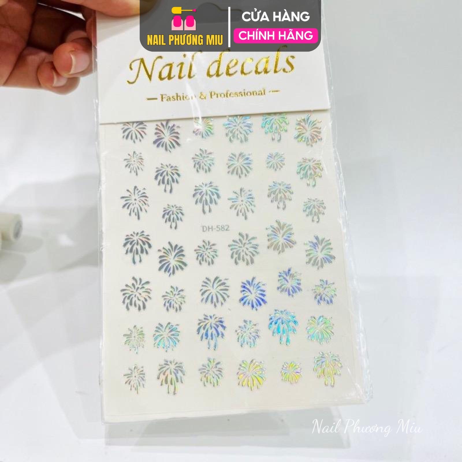 Sticker Tia Sáng p.Hoa Sticker Lấp Lánh, Miếng Giấy Dán Móng Tay 3D Làm Nail Thời Trang Sơn Gel Nữ Women