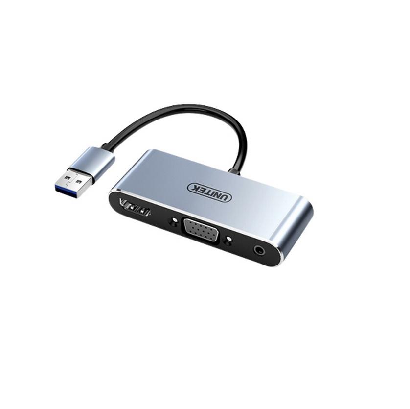 CÁP CHUYỂN ĐỔI TỪ CỔNG USB RA CÁC CỔNG HDMI / VGA / DC 3.5 AUDIO V305A UNITEK - HÀNG CHÍNH HÃNG