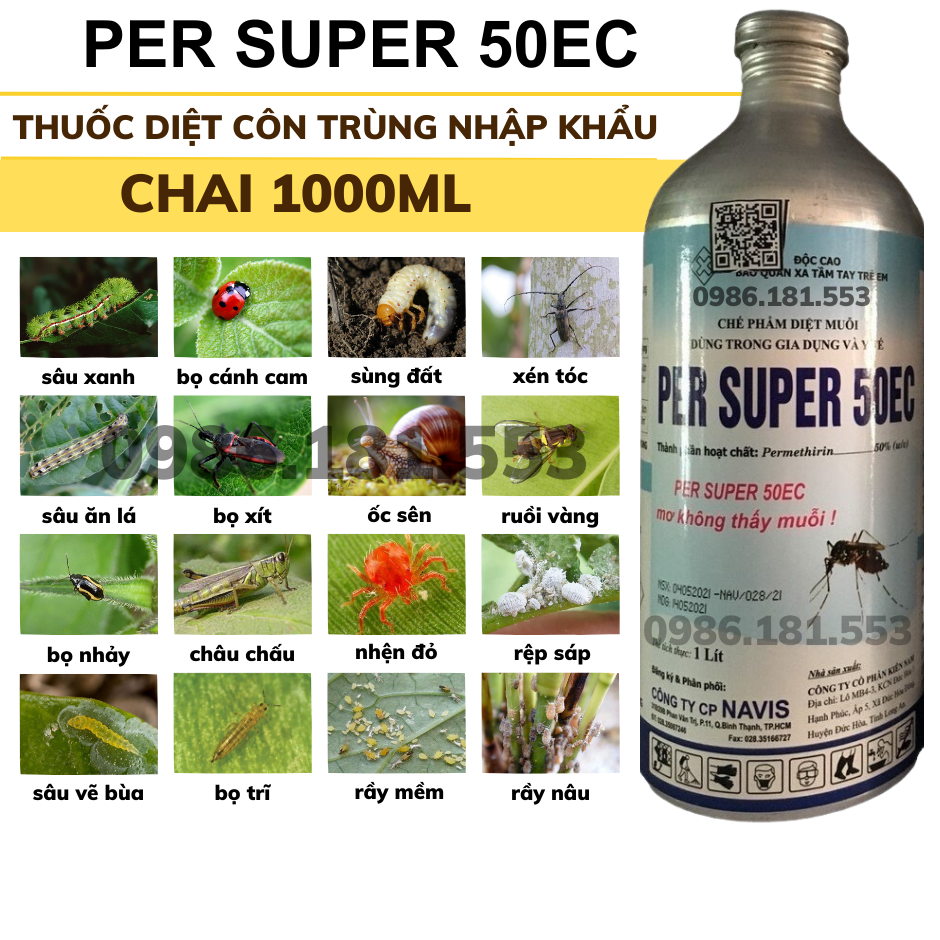 PER SUPER Thuốc Diệt Côn Trùng Sâu Bọ, Ruồi Muỗi Kiến Gían Chai 1000ml, Xuất Xứ Ấn Độ