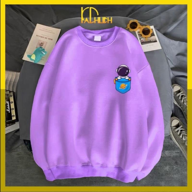Áo sweater in phi hành gia logo ngực, vải nỉ mềm mịn nhiều màu lựa chọn