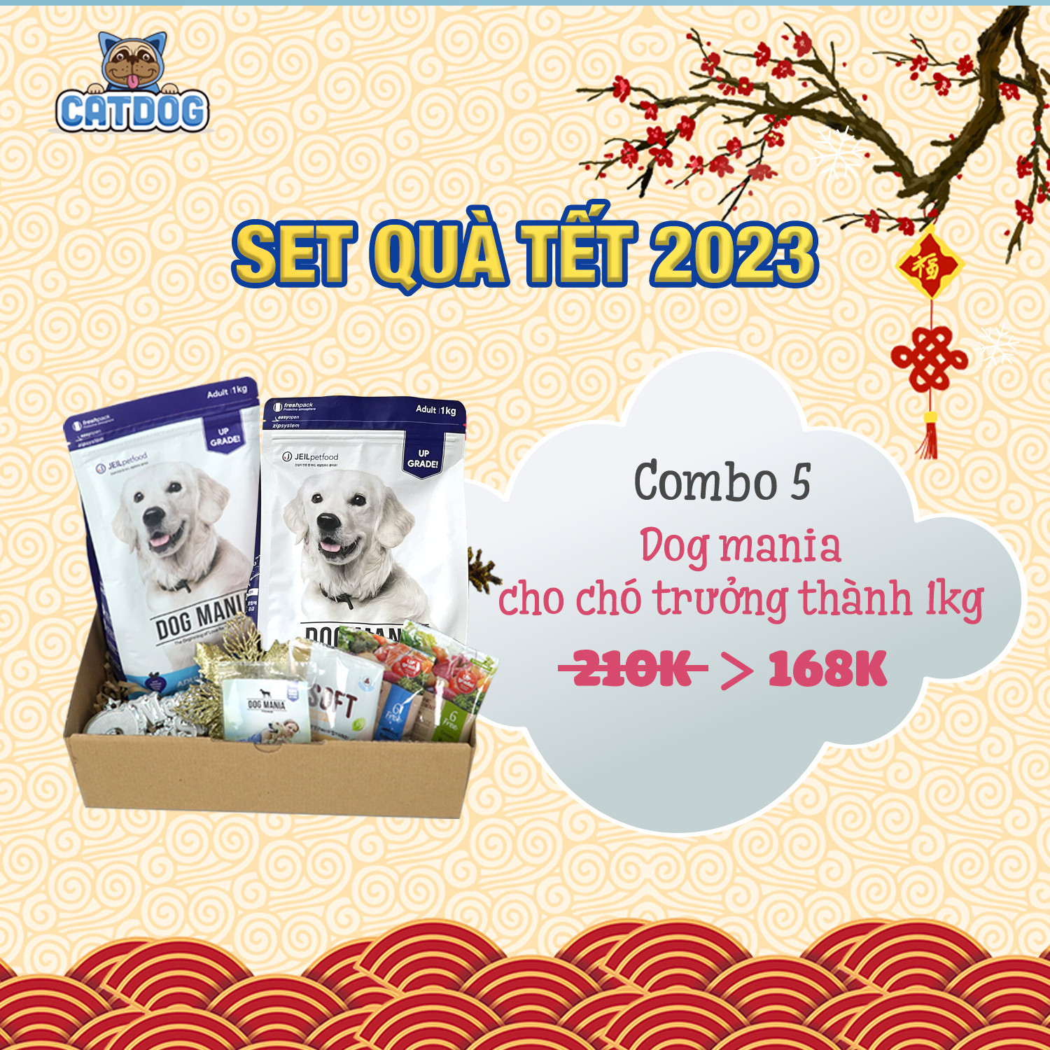 (Combo 2 gói  ) Thức ăn cho chó Dog mania 1kg mix