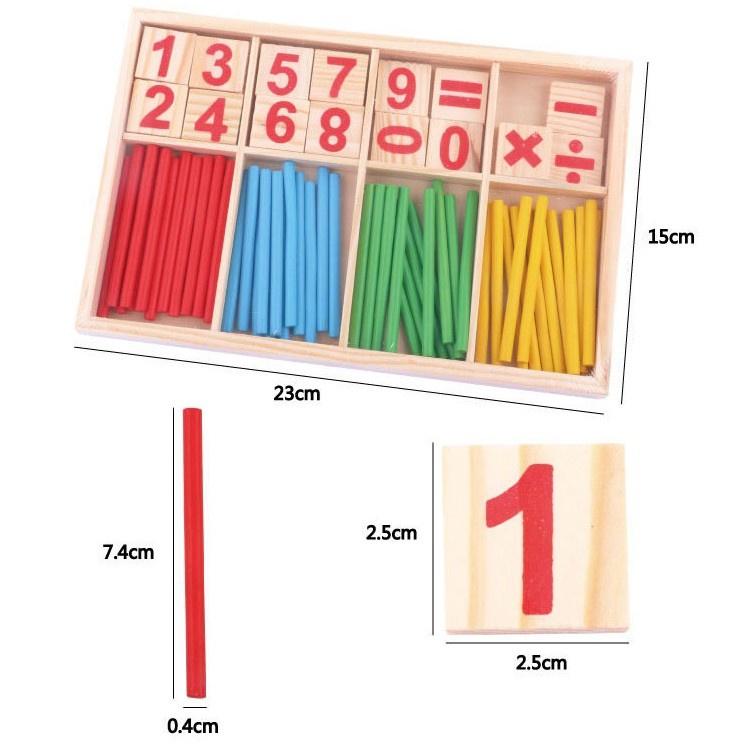 Đồ chơi toán học bộ que tính trí tuệ bằng gỗ an toàn cho bé 3 tuổi học toán và làm quen con số