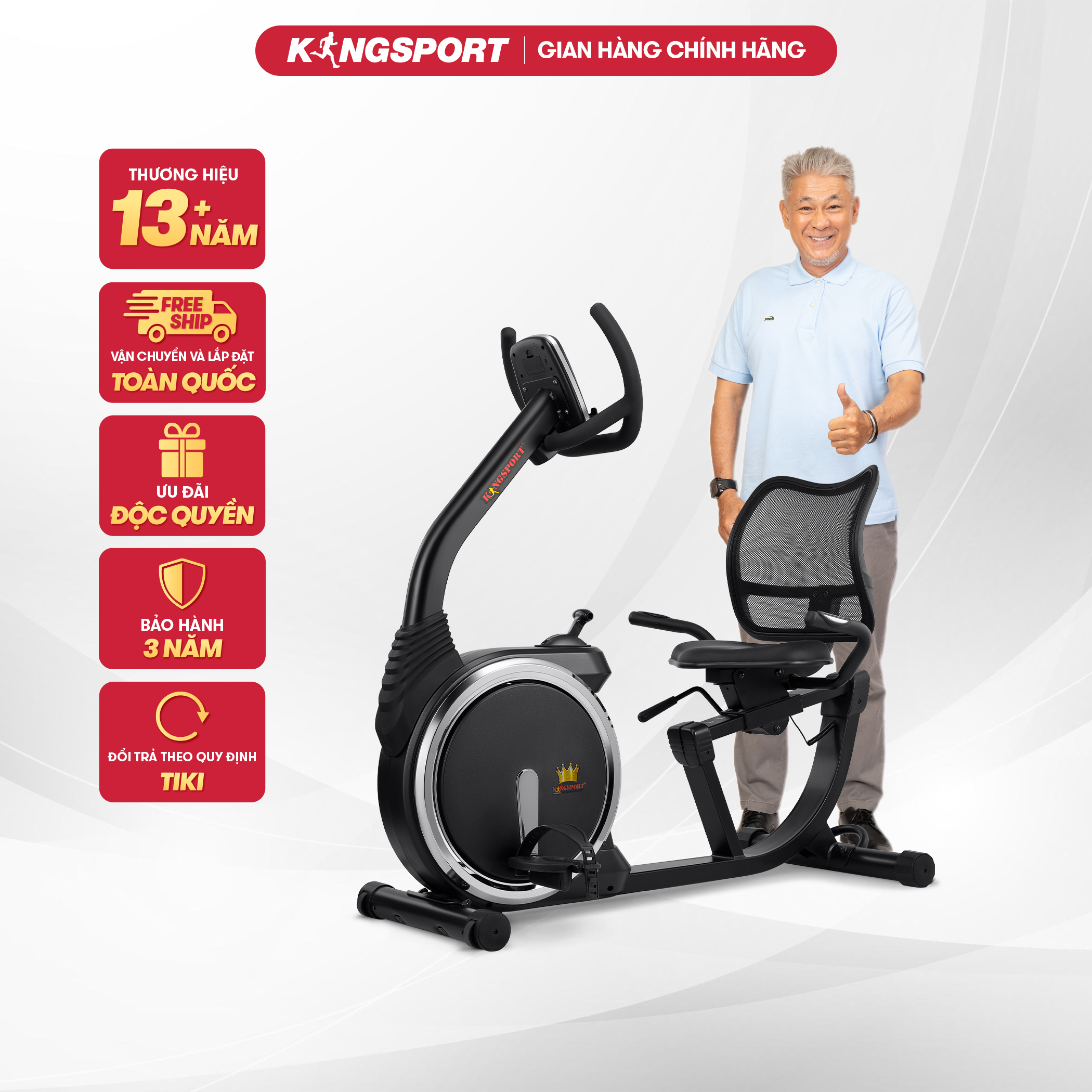 Xe đạp tập thể dục tại nhà KINGSPORT KS-5807 có ghế tựa êm ái, bánh đà kháng từ, tải trọng tối đa lên đến 120kg