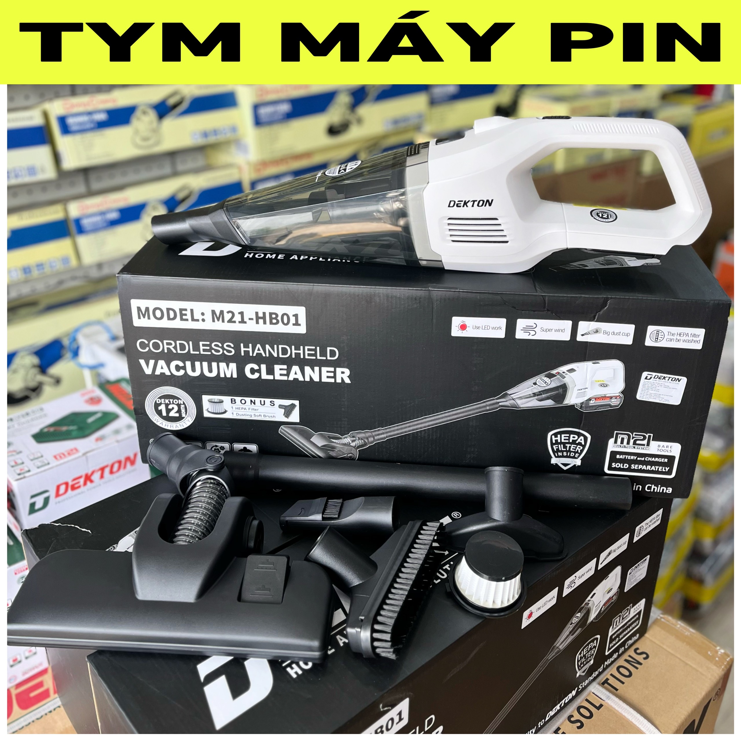 Máy hút bụi dùng pin 21V Dketon M21-HB01 – TYM MÁY PIN