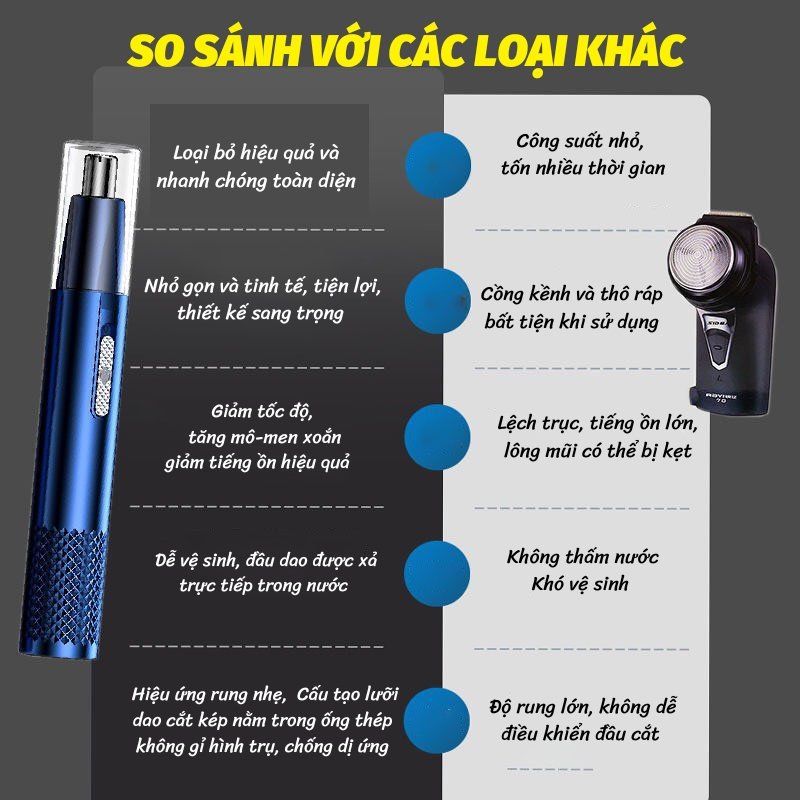 Máy cạo râu nam mini,Máy tỉa lông mũi pin sạc điện usb,hàng cao cấp, chống giật lông mũi,chống thấm nước tiện lợi cho nam