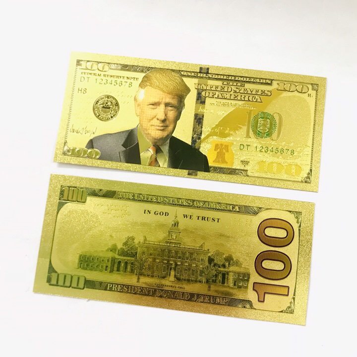 Tờ lưu niệm 100 USD hình Tổng Thống Trump bằng plastic mạ màu vàng, sưu tầm độc lạ, quà tặng bạn bè người thân thú vị - TMT Collection - SP005230